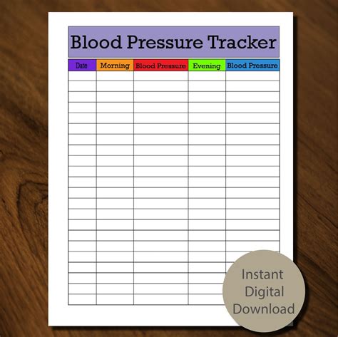 Blood Pressure Tracker Digital Printable Etsy