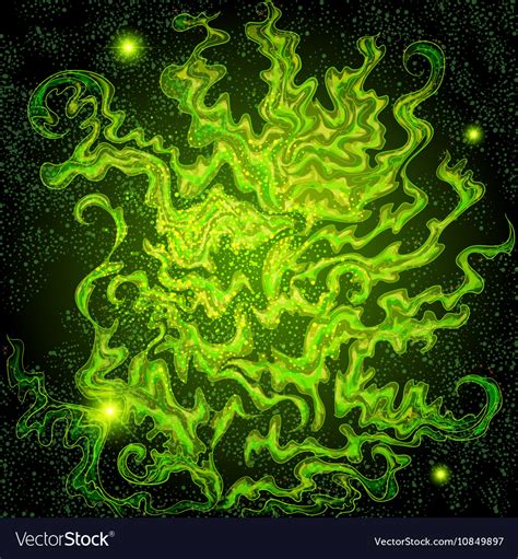 Bright Green Magic Fog On A Dark Background Vector Image