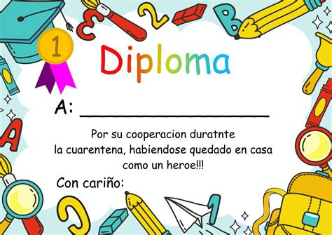 Diplomas Infantiles Para Premiar La Cuarentena