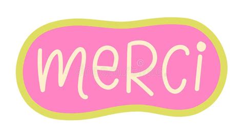 Merci Speech Bubble Thank You Cute Pink Sticker Stock Vector