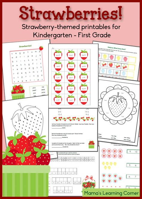 Strawberry Printables for Kindergarten-First Grade - Mamas Learning Corner
