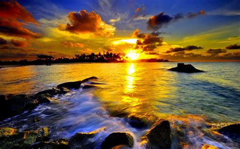 Golden River Sunset Wide Desktop Background wallpaper free | Luna Sol ...