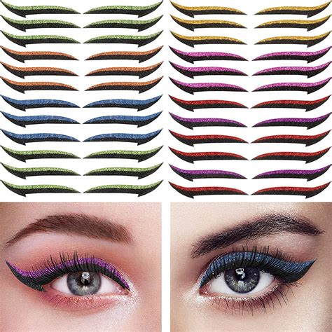 24 Pairs Reusable Eyeliner And Eyelash Stickers Glitter Eyeliner