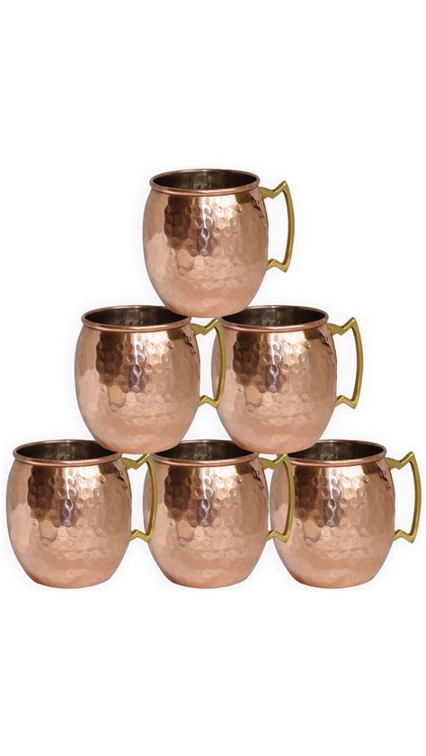 Buy Dakshcraft Moscow Mule Mug Hammered Dutch Style Lacquered Finish Set Of 6 Online At Low