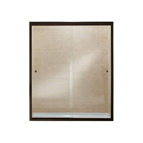 sterling finesse 59 625 in x 70 0625 in frameless sliding shower door in deep bronze 5477 59dr