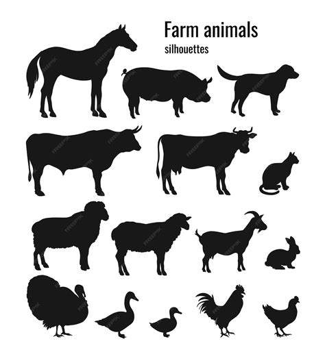 Premium Vector Farm Animals Silhouettes Set