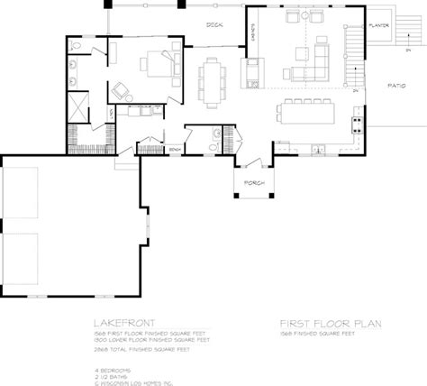 Lakefront Timber Home Floor Plan By Wisconsin Log Homes