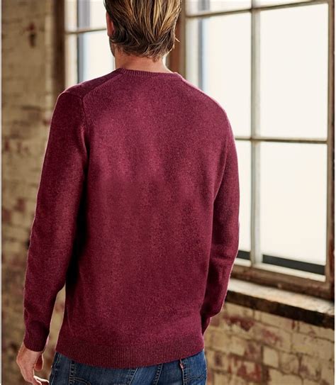 Raspberry Marl Mens Lambswool Crew Neck Sweater Woolovers Us