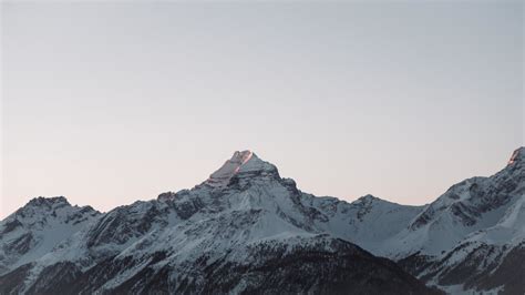 Download 1366x768 Wallpaper Glacier Summits High Mountain Clean Sky