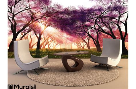 An outstanding home decor accent. Cherry Blossoms Japanese Garden 3D render Wall Mural