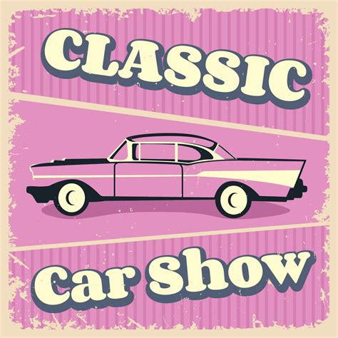 Retro Vintage Car Poster In Trendy Pink Color 33026561 Vector Art At