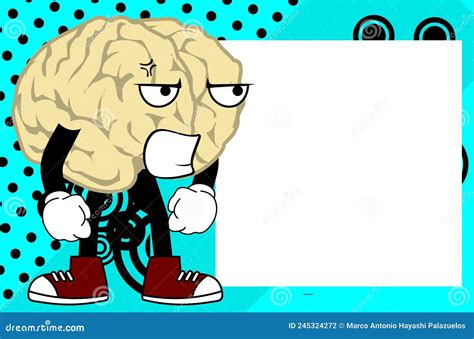 Angry Brain Cartoon Pictureframe Background Stock Vector Illustration