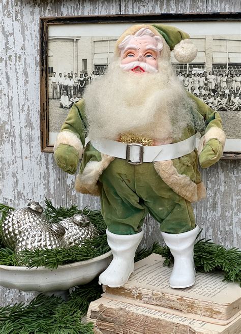 Antique Harold Gale Green Santa Claus Doll Farmhouse Vintage Christmas
