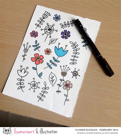 This is a quick spring craft for kids to enjoy the bright colors. Whimsical Flower Doodles » Lisa Marie Art & Illustration