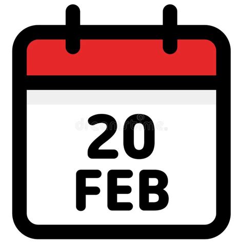20 February Calendar Icon Vector Illustration Stock Vector