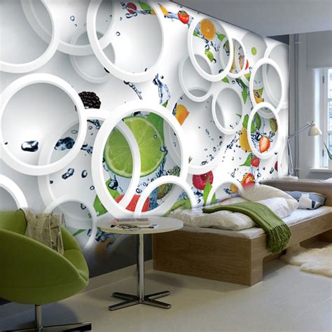 Custom Mural Wallpaper 3d Stereo Modern Fruit Pattern Circle 3d Room