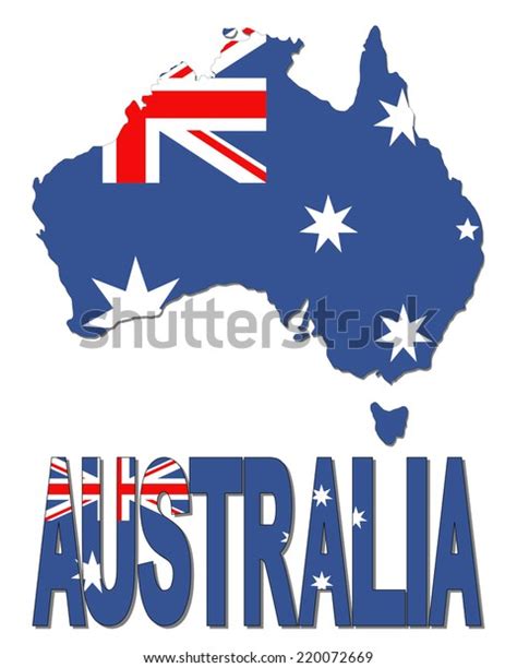 Australia Map Flag Text Illustration Stock Illustration 220072669