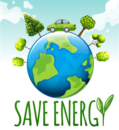 Save energy theme with car and trees 455816 Vector Art at Vecteezy