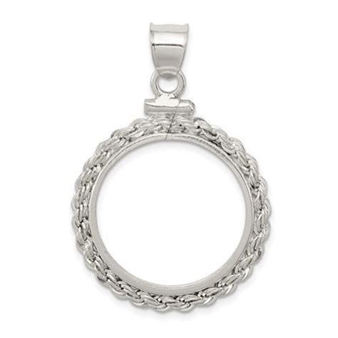 Coin Mounting Pendant Sterling Silver Rope Edge Bezel Frame Etsy