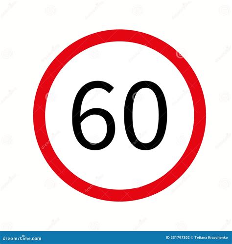 60 Km H Speed Limit Sign Attention Icon Traffic Laws Isolated Road