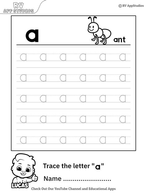 Trace Lowercase Letter A Worksheet For Free