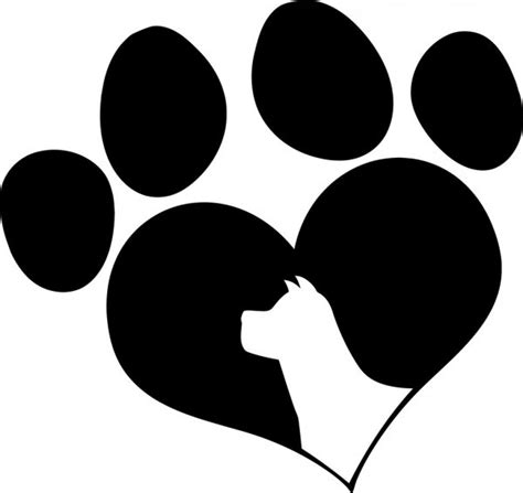 Black Love Paw Print With Dog Head Silhouette — Stock