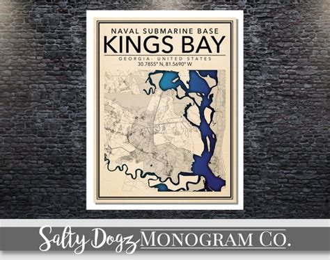 Wall Art Map Print Of Naval Submarine Base Kings Bay Etsy