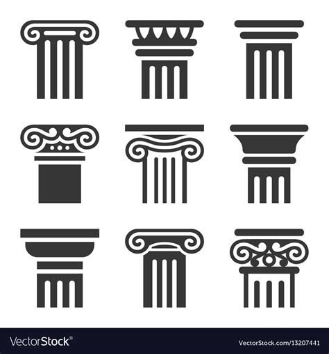 Ancient Columns Icon Set Royalty Free Vector Image