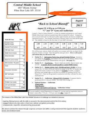 Fillable Online Whitebear K Mn Central Middle School White Bear