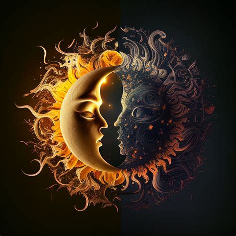 The Sun And Moon Are Depicted In This Artistic Painting
