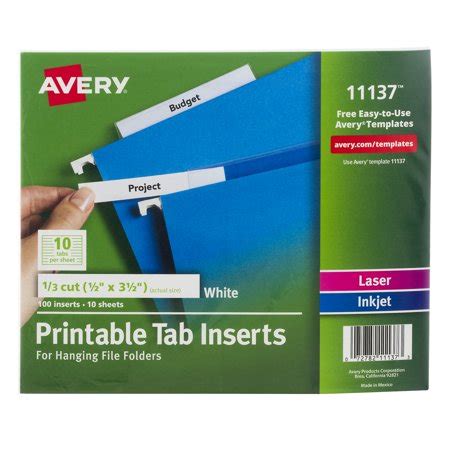 Buy pendaflex, pfx4312, hanging folder plastic insertable tabs, 25 / pack at walmart.com. Avery Printable Tab Inserts, 100.0 CT - Walmart.com
