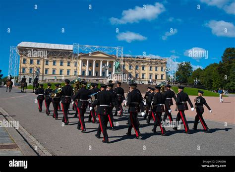 Changing Of The Guard In Front Of The Royal Palace In Slottspark The