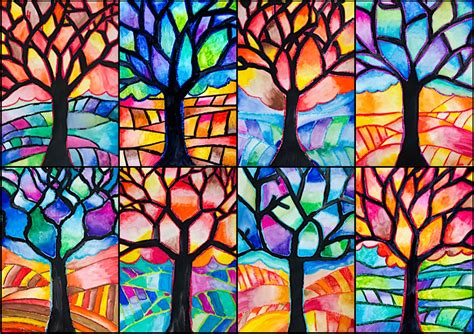 The idea has brought of this work, with a sun and a. Tree in Warm & Cool colors