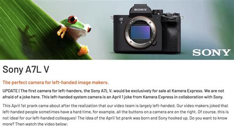 Sony A7l V Leaked Online The First Camera For Left Handed