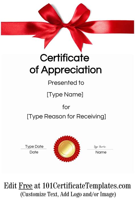 Free Printable Certificate Of Appreciation Template Customize Online