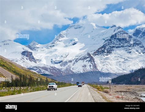 Traffic On The Icefields Parkway Jasper National Park Alberta Canada