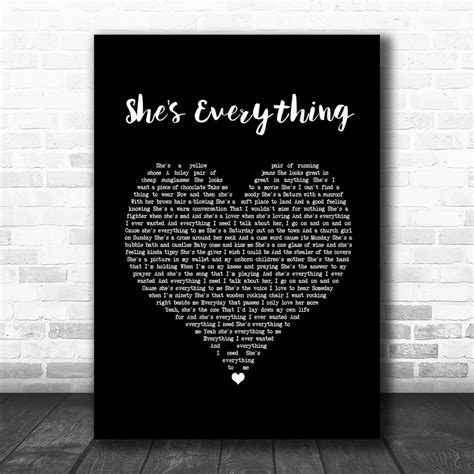Brad Paisley Shes Everything Black Heart Song Lyric Wall Art Print