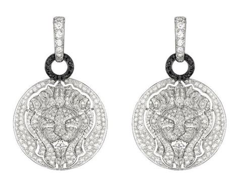 Chanel Fine Jewelry Lion Talisman Earrings In Diamonds And Black Spinel