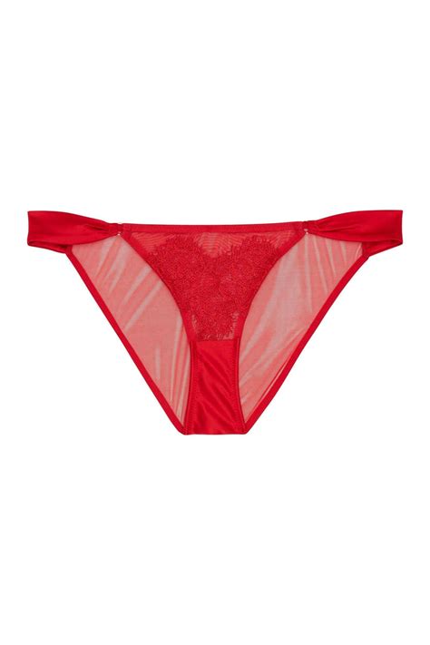 Anneliese Red Satin Net And Lace Brazilian Brief Playful Promises