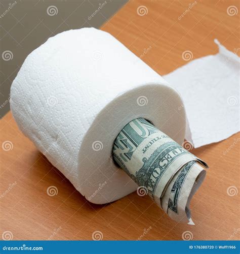 Dollar In Toilet Paper Roll Stock Photo Image Of Commerce America