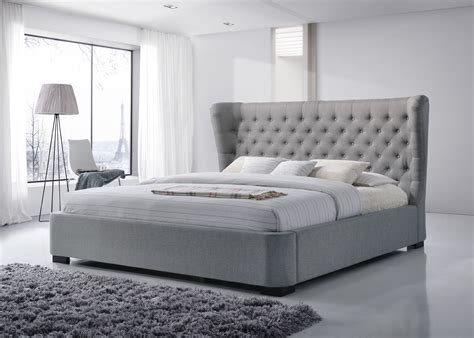 Manchester King Size Tufted Wing Upholstered Platform Contemporary Bed