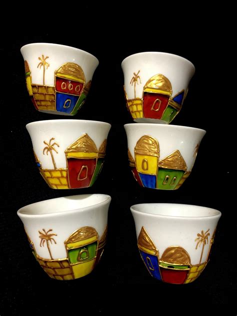 4.5 out of 5 stars. Arabic Coffee Cups | Set of 6 Hand Painted Ceramic ...