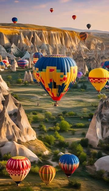 Premium Ai Image Colorful Hot Air Balloons Before Launch In Goreme