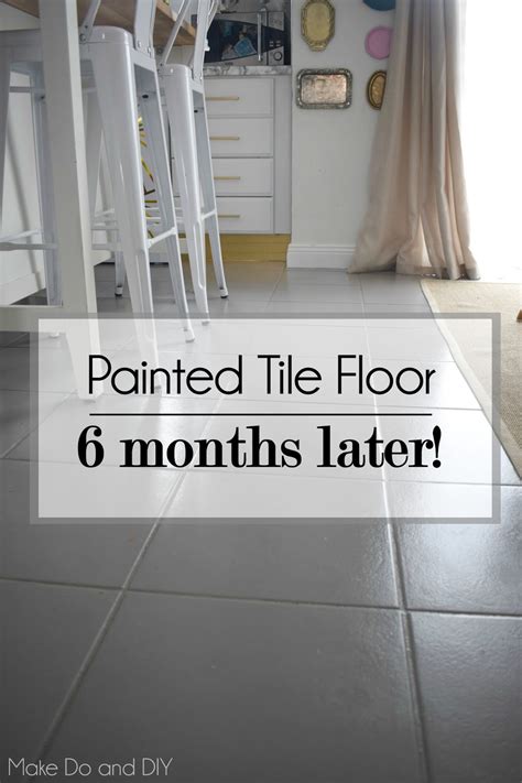 Tile trends for bathroom and powder room flooring. painted tile floor-six months later ~ Make Do and DIY