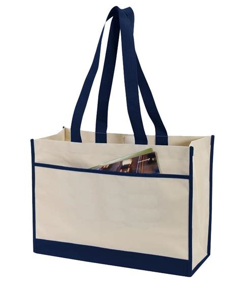Two Tone Polyester Tote Bag Wside Pocket