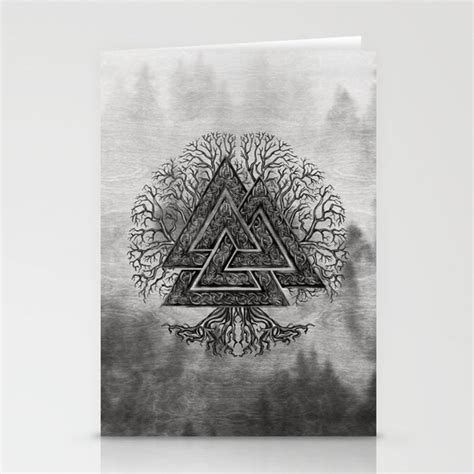 Valknut And Tree Of Life Yggdrasil Stationery Cards By Creativemotions