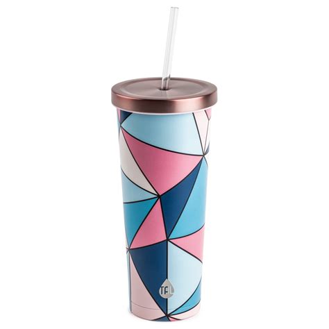 Tal Stainless Steel Coolie Tumbler With Straw 24 Fl Oz Pink Geo