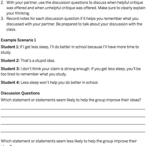 Student Handout From The Dialog Responsive Mini Lesson Rml For A
