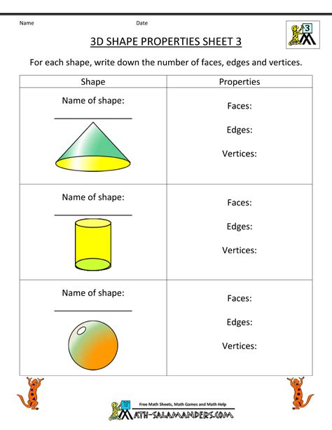 Full curriculum of exercises and videos. 3d Shapes Worksheets