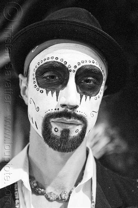 Man With Skull Makeup Bindis Dia De Los Muertos Halloween San